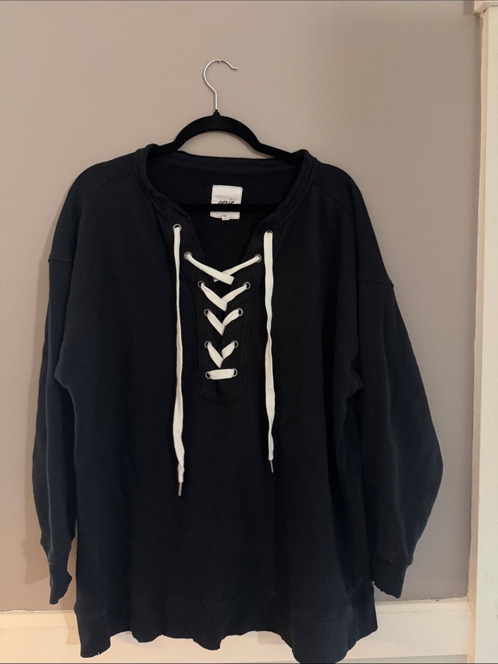 Like new Aerie Lace Up Oversized
Crew Sweatshirt - Picture 2 of 4
